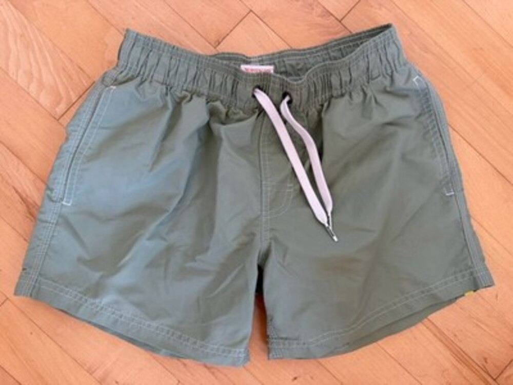 Sundek Boys Elastic Waist Rainbow Volley Swim Shorts in Sage Green Size 12